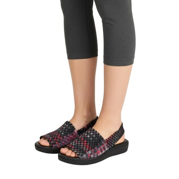 Heal Shoes - HEAL Women's Black/Multicolor Balboa Stretch Woven-Upper Sling Back Sandals Sz 8